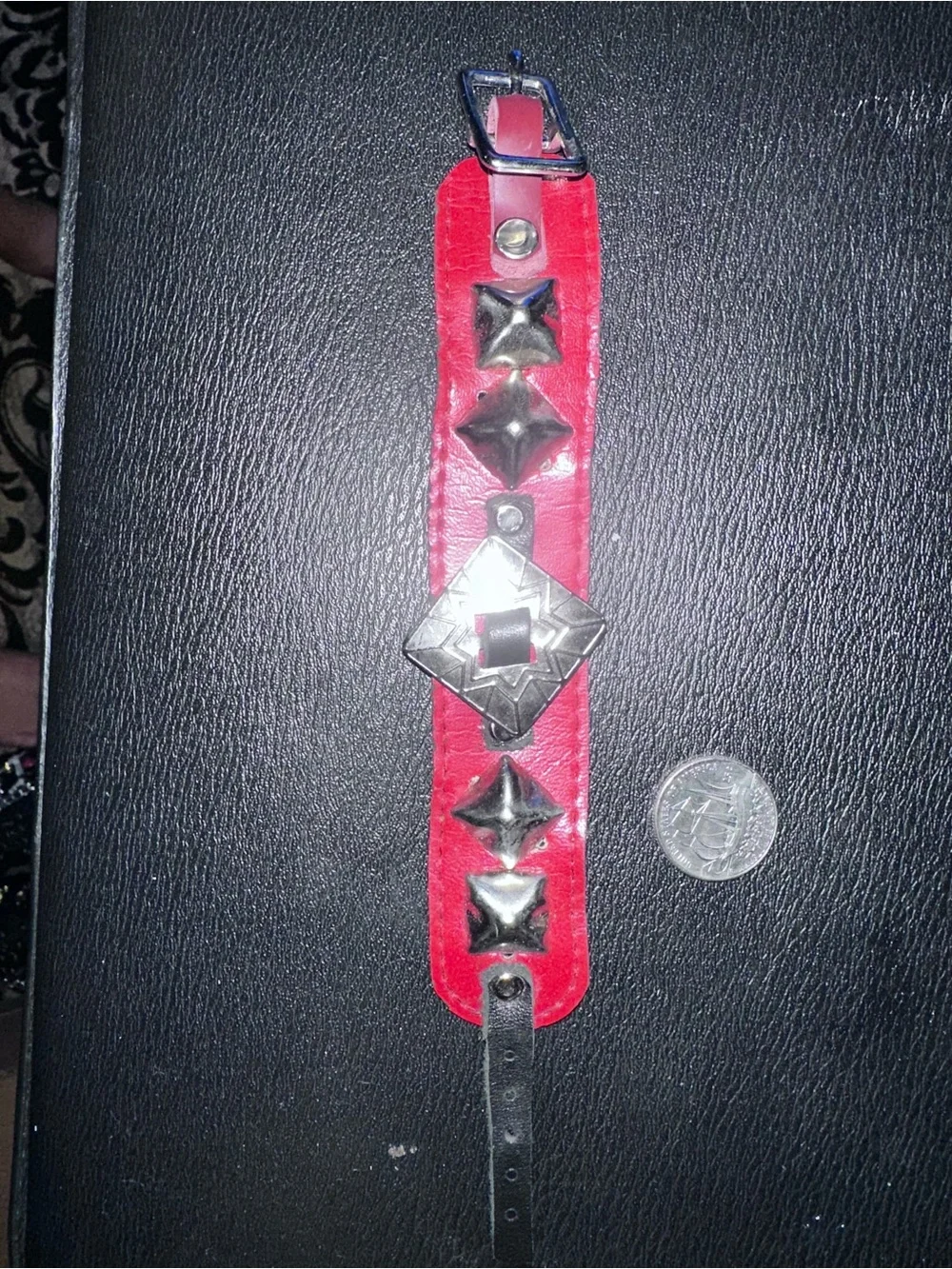 Ov Lvst Red Leather Studded Cuff Bracelet NWT Punk Goth Streetwear Design Haus